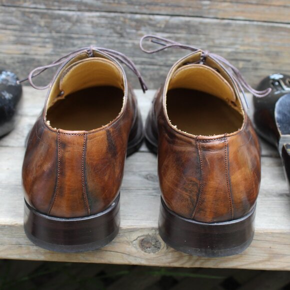 Mezlan Brown Leather Medallion Toe Derby, Men's 10 M, Made in Spain, EUC - Picture 6 of 15